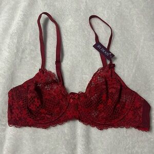 NWT Adore Me 34B sexy red lace bra, floral lace new lingerie holiday unlined